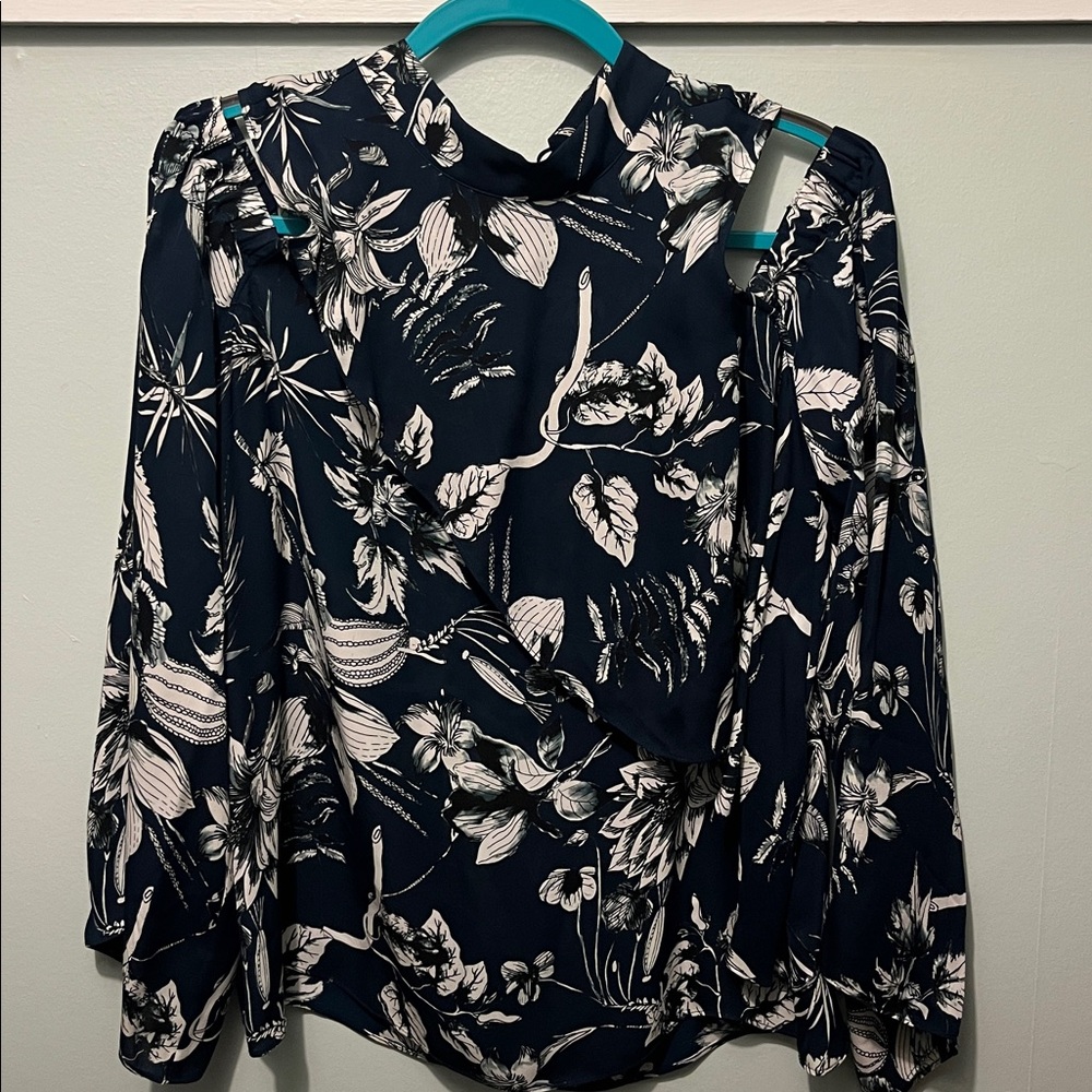 Parker Navy and White Floral Top